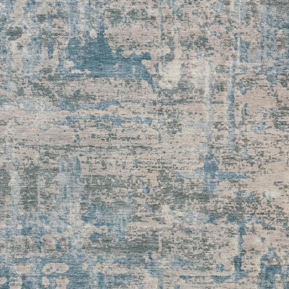 5' X 8' Teal Blue And Pewter Abstract Washable Indoor Outdoor Area Rug HomeRoots