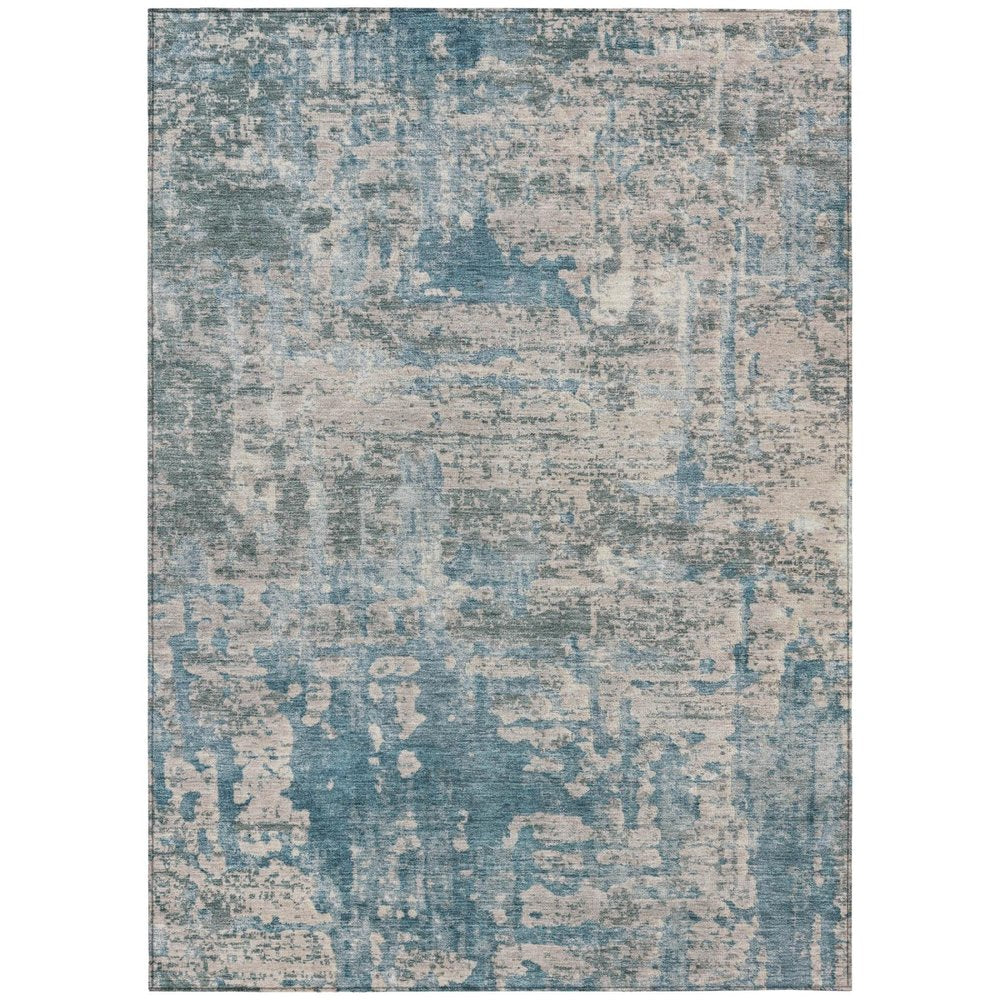 8' X 10' Teal Blue And Pewter Abstract Washable Indoor Outdoor Area Rug HomeRoots