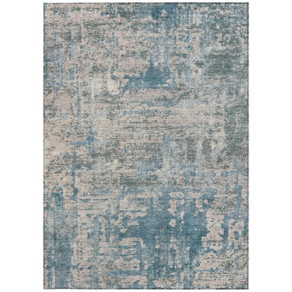 10' X 14' Teal Blue And Pewter Abstract Washable Indoor Outdoor Area Rug HomeRoots