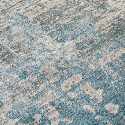 10' X 14' Teal Blue And Pewter Abstract Washable Indoor Outdoor Area Rug HomeRoots