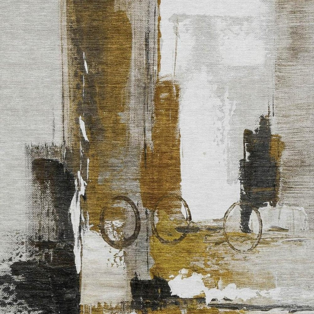 3' X 5' Brown And Silver Abstract Washable Indoor Outdoor Area Rug — view 6