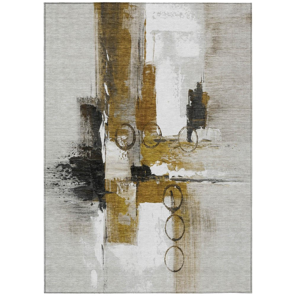 3' X 5' Brown And Silver Abstract Washable Indoor Outdoor Area Rug HomeRoots