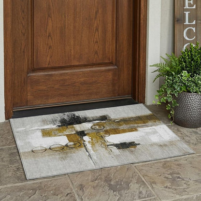 3' X 5' Brown And Silver Abstract Washable Indoor Outdoor Area Rug HomeRoots