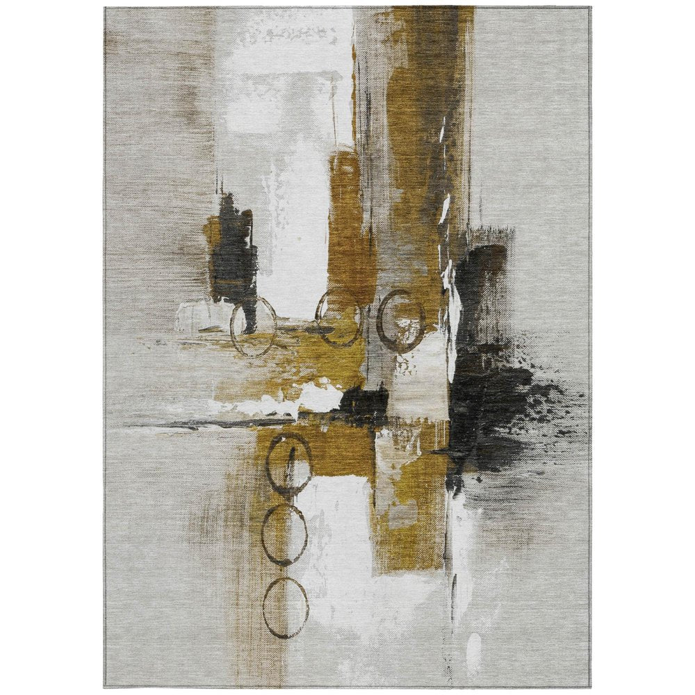 9' X 12' Brown And Silver Abstract Washable Indoor Outdoor Area Rug HomeRoots