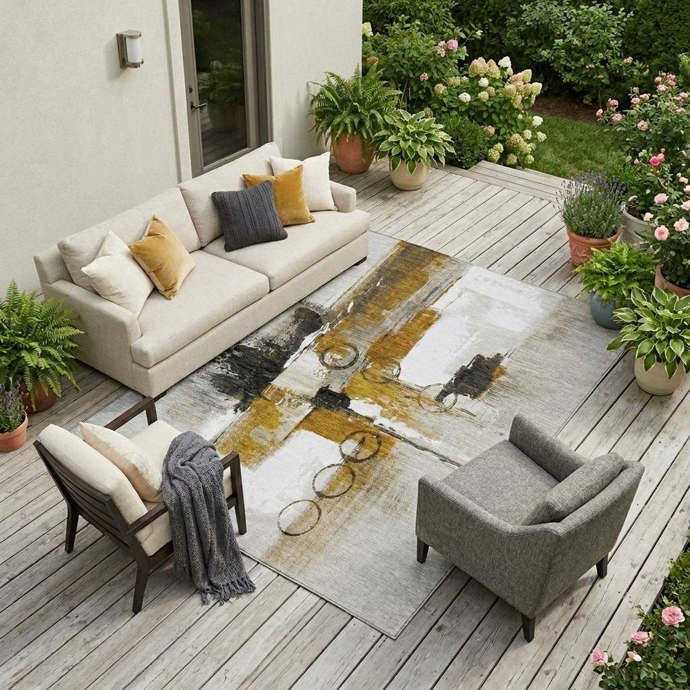 10' X 14' Brown And Silver Abstract Washable Indoor Outdoor Area Rug HomeRoots