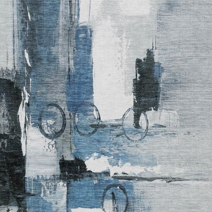 5' X 8' Blue And Silver Abstract Washable Indoor Outdoor Area Rug HomeRoots