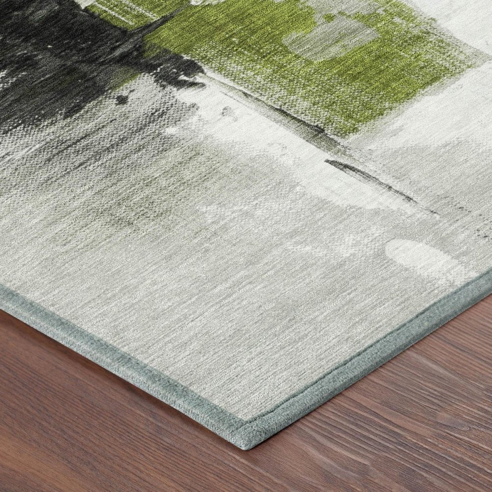 8' Olive Green And Green Round Abstract Washable Indoor Outdoor Area Rug HomeRoots