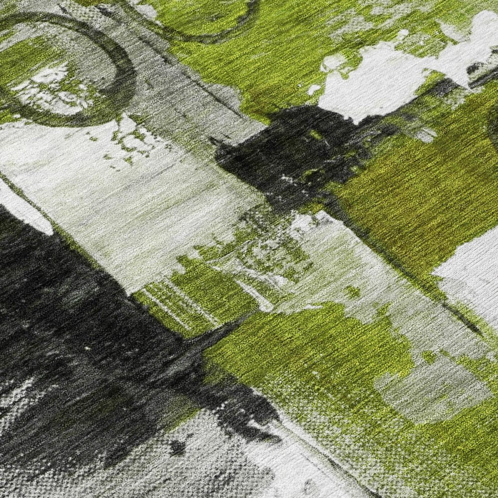 9' X 12' Olive Green And Green Abstract Washable Indoor Outdoor Area Rug HomeRoots