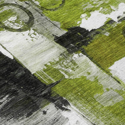 9' X 12' Olive Green And Green Abstract Washable Indoor Outdoor Area Rug HomeRoots