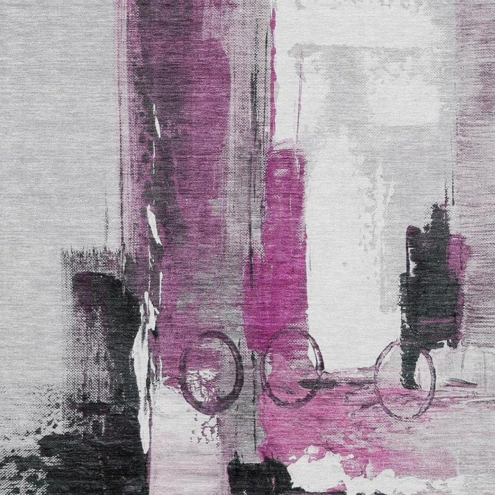 9' X 12' Pink And Silver Abstract Washable Indoor Outdoor Area Rug HomeRoots