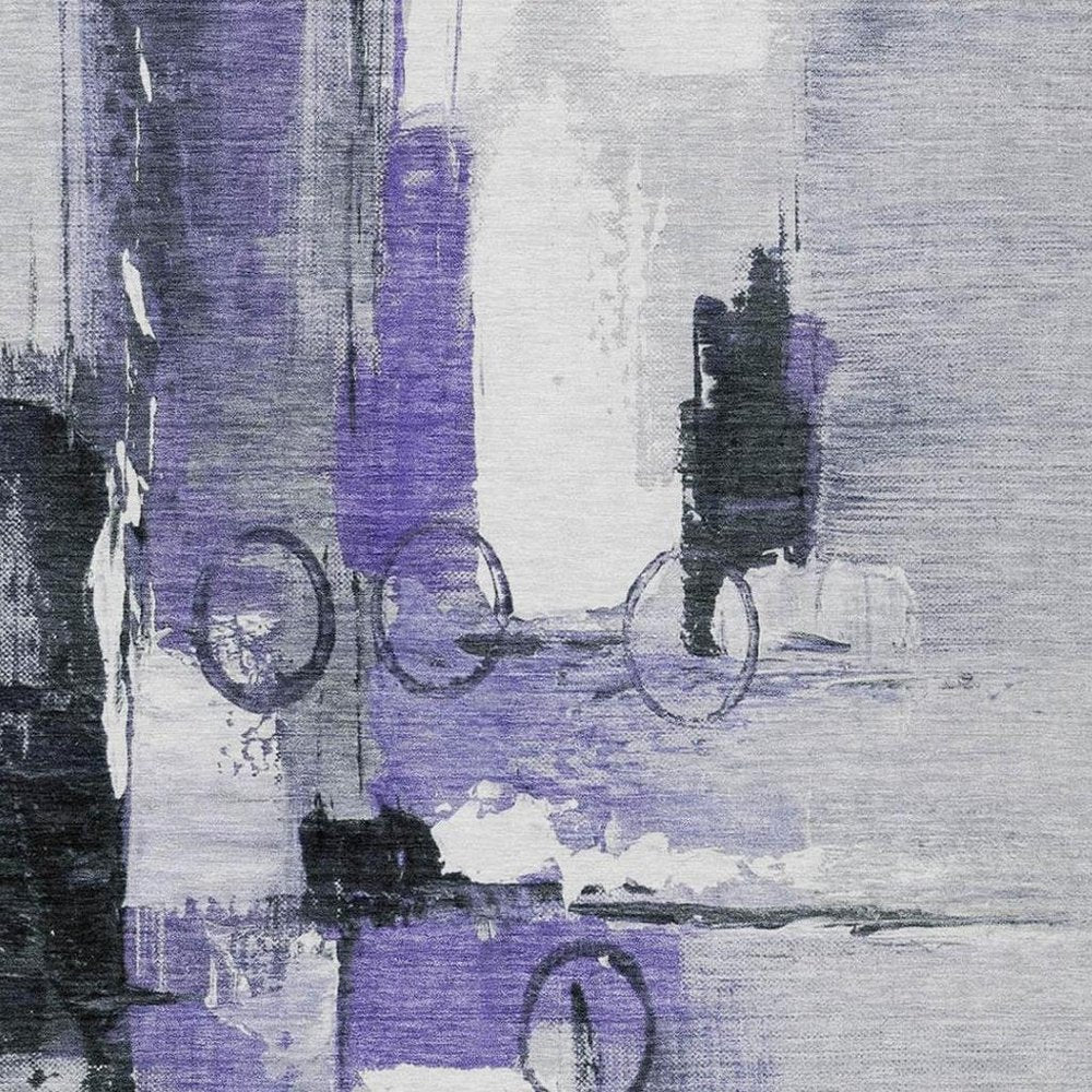 8' X 10' Purple And Silver Abstract Washable Indoor Outdoor Area Rug HomeRoots