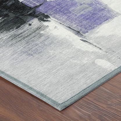 8' X 10' Purple And Silver Abstract Washable Indoor Outdoor Area Rug HomeRoots