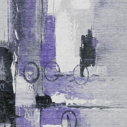 9' X 12' Purple And Silver Abstract Washable Indoor Outdoor Area Rug HomeRoots