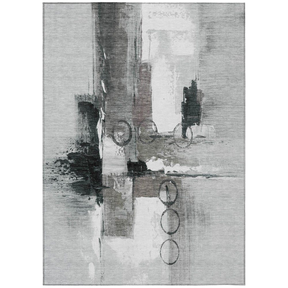 3' X 5' Pewter And Gray Abstract Washable Indoor Outdoor Area Rug HomeRoots