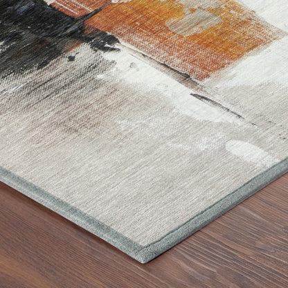 8' X 10' Red And Silver Abstract Washable Indoor Outdoor Area Rug HomeRoots