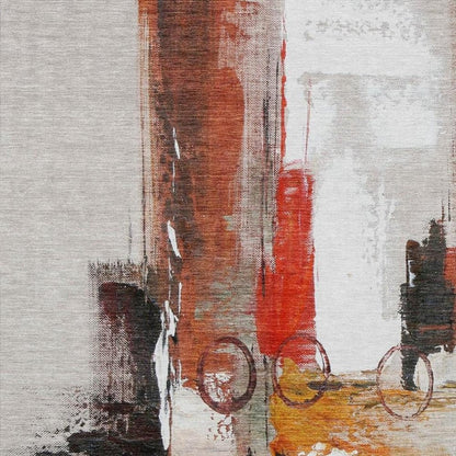 10' X 14' Red And Silver Abstract Washable Indoor Outdoor Area Rug HomeRoots
