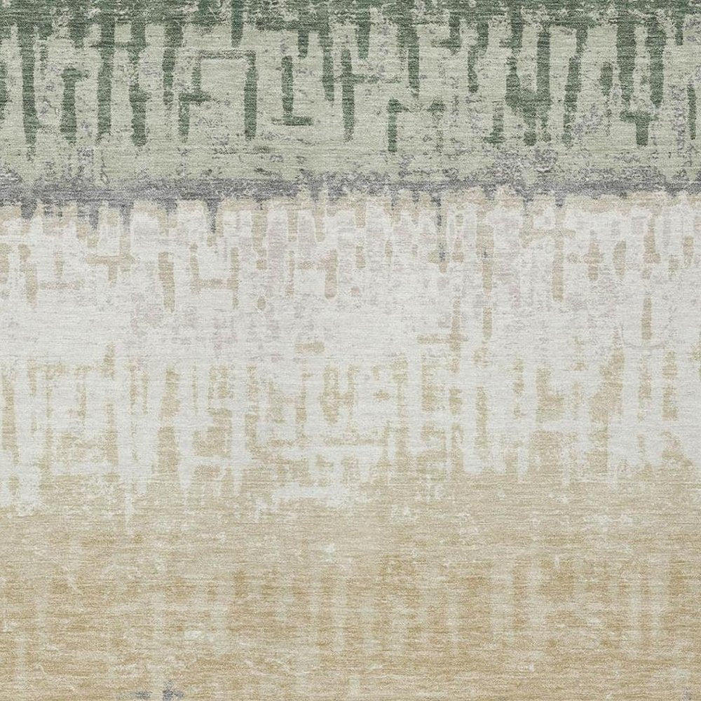 3' X 5' Green And Gray Striped Washable Indoor Outdoor Area Rug HomeRoots