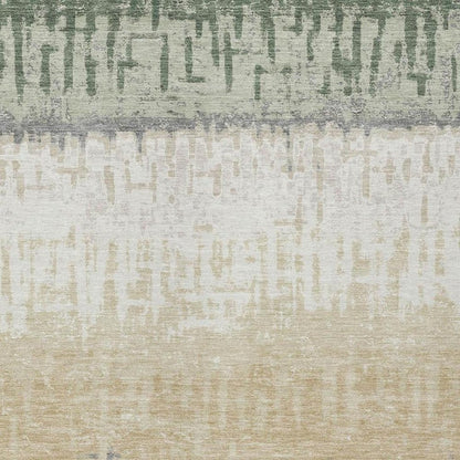 3' X 5' Green And Gray Striped Washable Indoor Outdoor Area Rug HomeRoots