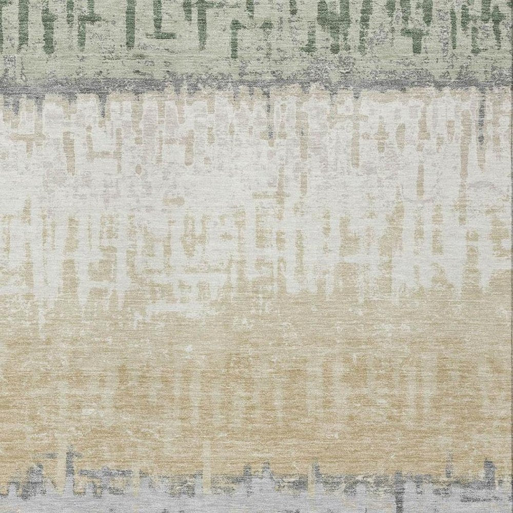 8' X 10' Green And Gray Striped Washable Indoor Outdoor Area Rug HomeRoots