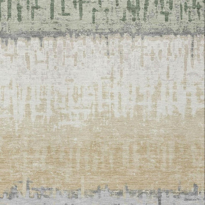 8' X 10' Green And Gray Striped Washable Indoor Outdoor Area Rug HomeRoots