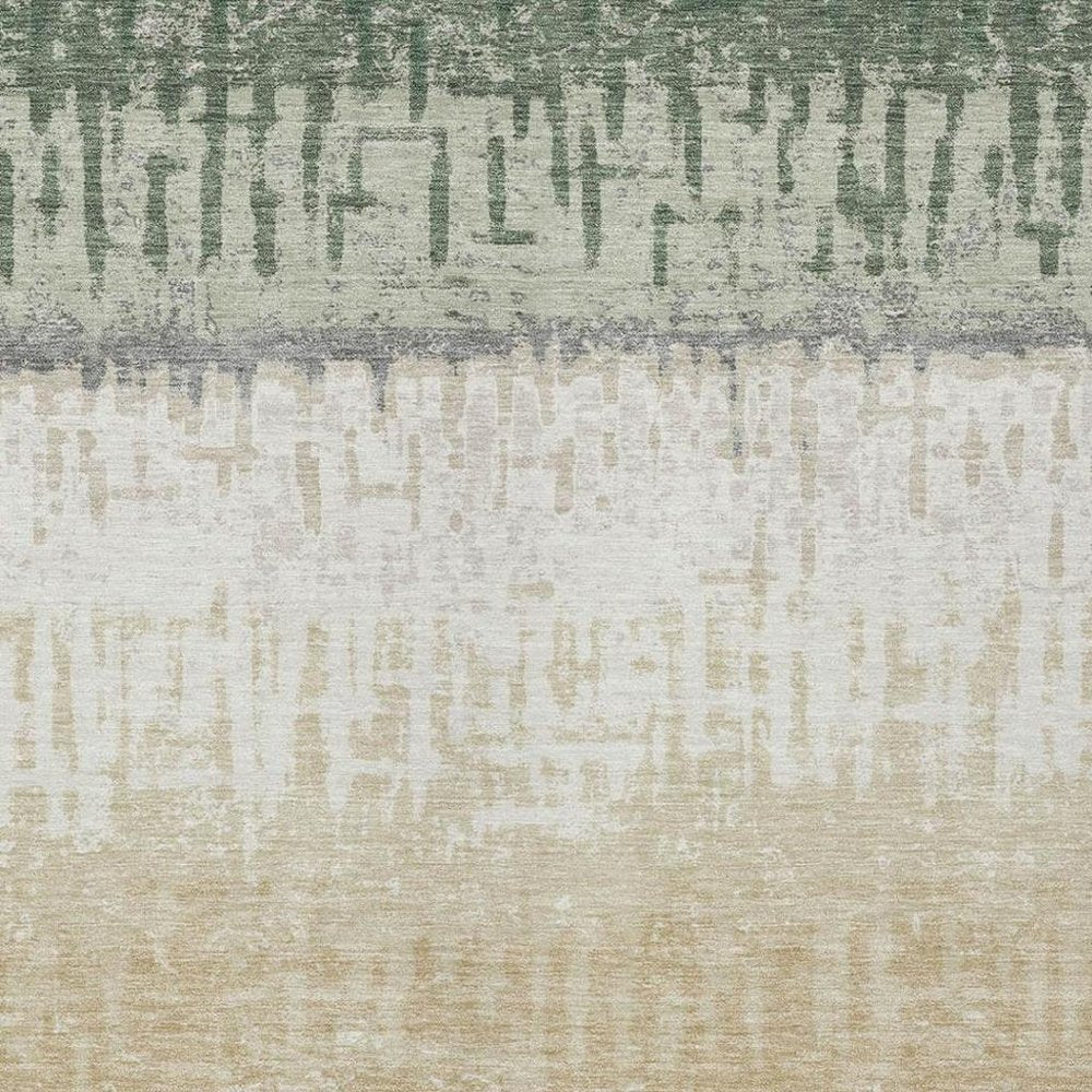 9' X 12' Green And Gray Striped Washable Indoor Outdoor Area Rug HomeRoots