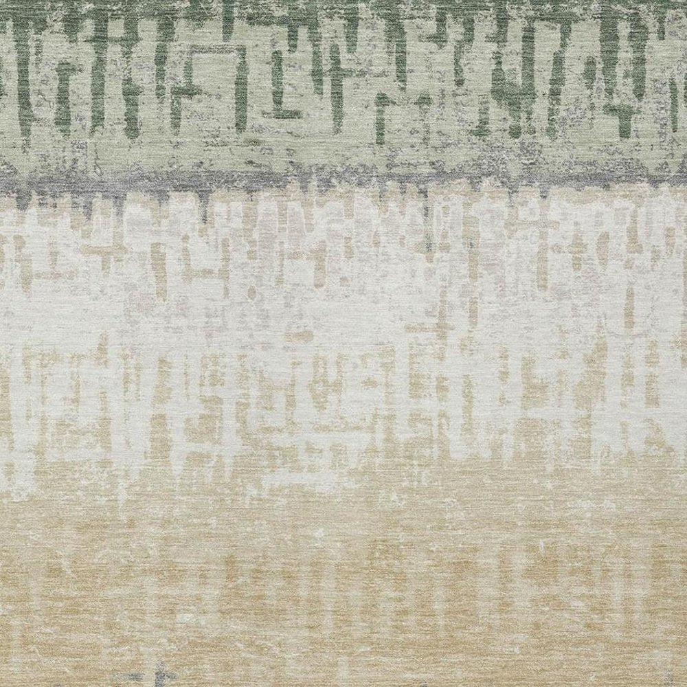 10' X 14' Green And Gray Striped Washable Indoor Outdoor Area Rug — view 6