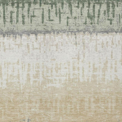 10' X 14' Green And Gray Striped Washable Indoor Outdoor Area Rug HomeRoots