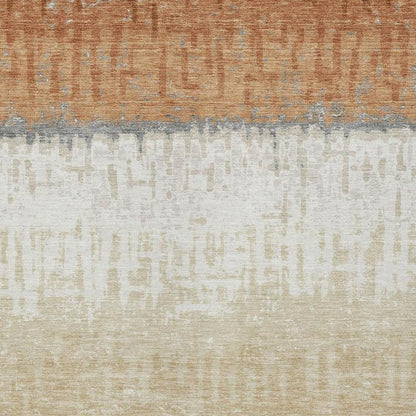 3' X 5' Copper And Orange Striped Washable Indoor Outdoor Area Rug HomeRoots