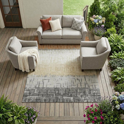 9' X 12' Copper And Orange Striped Washable Indoor Outdoor Area Rug HomeRoots