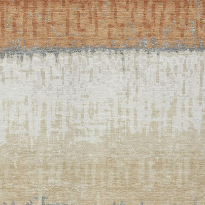10' X 14' Copper And Orange Striped Washable Indoor Outdoor Area Rug HomeRoots