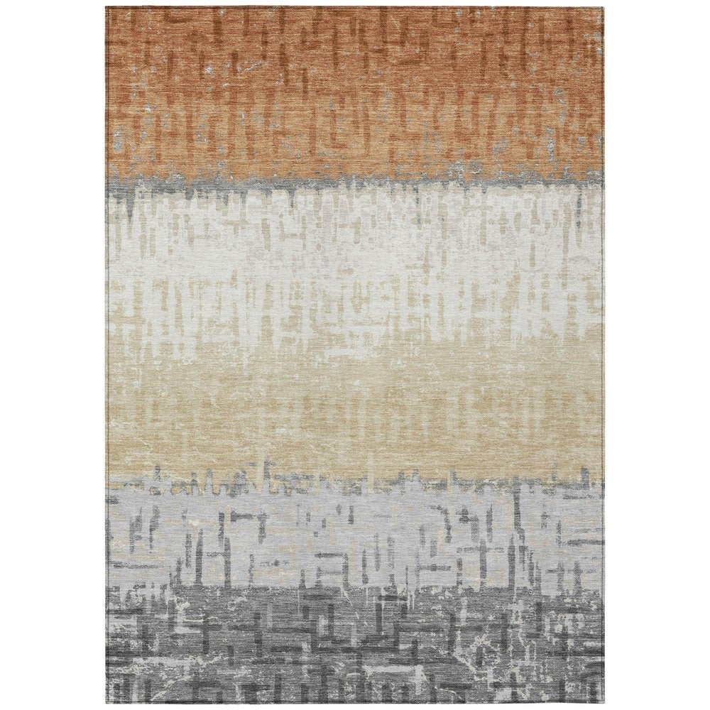 10' X 14' Copper And Orange Striped Washable Indoor Outdoor Area Rug HomeRoots