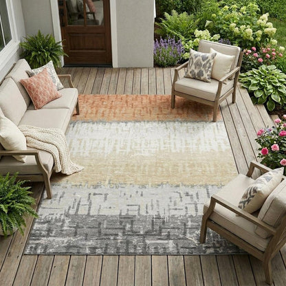 10' X 14' Copper And Orange Striped Washable Indoor Outdoor Area Rug HomeRoots