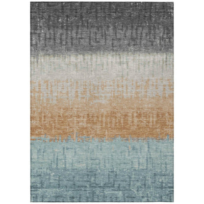 3' X 5' Graphite And Gray Striped Washable Indoor Outdoor Area Rug HomeRoots