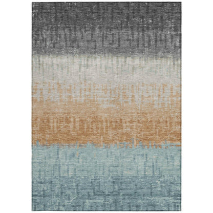 8' X 10' Graphite And Gray Striped Washable Indoor Outdoor Area Rug HomeRoots