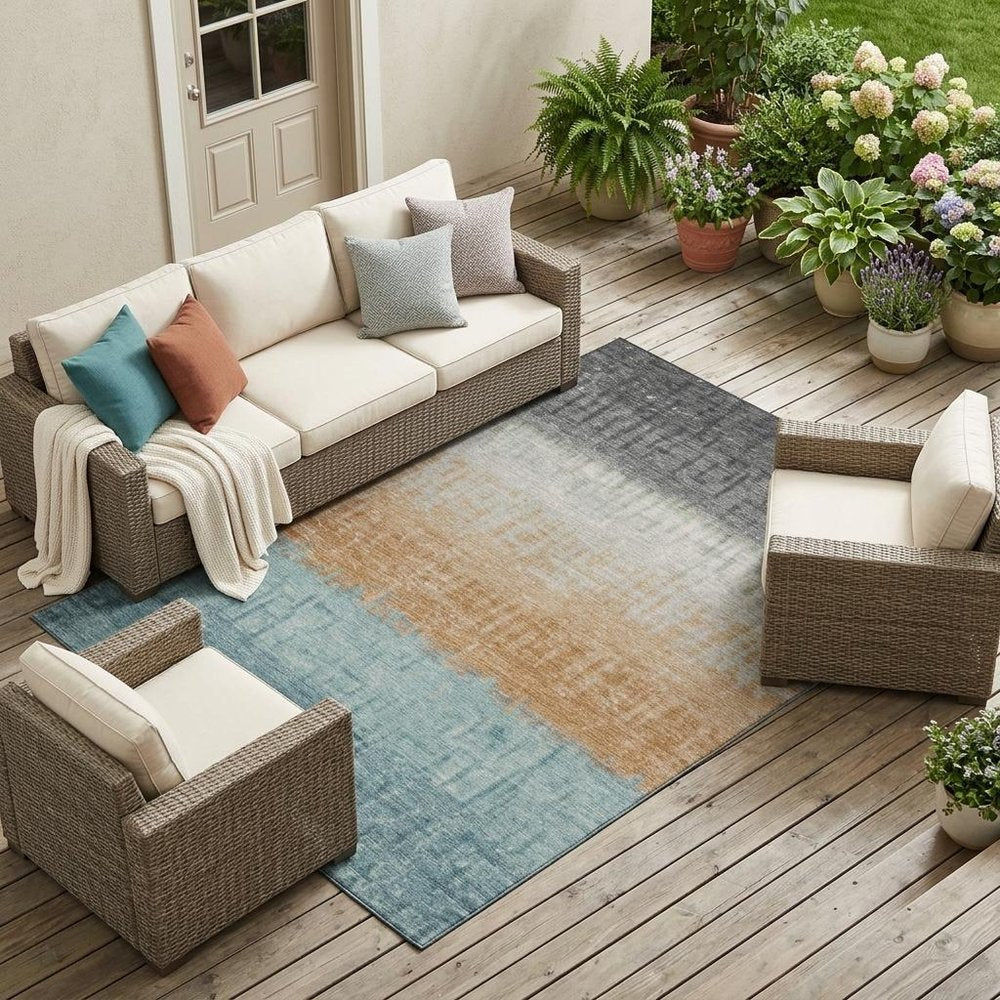 9' X 12' Graphite And Gray Striped Washable Indoor Outdoor Area Rug HomeRoots