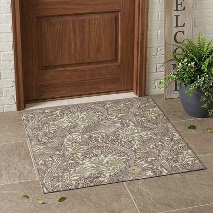 3' X 5' Coffee And Brown Botanical Leaves Washable Indoor Outdoor Area Rug HomeRoots
