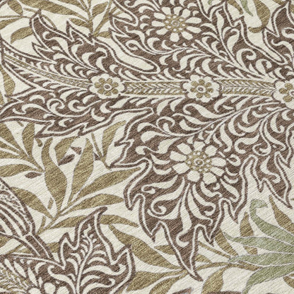 9' X 12' Coffee And Brown Botanical Leaves Washable Indoor Outdoor Area Rug HomeRoots