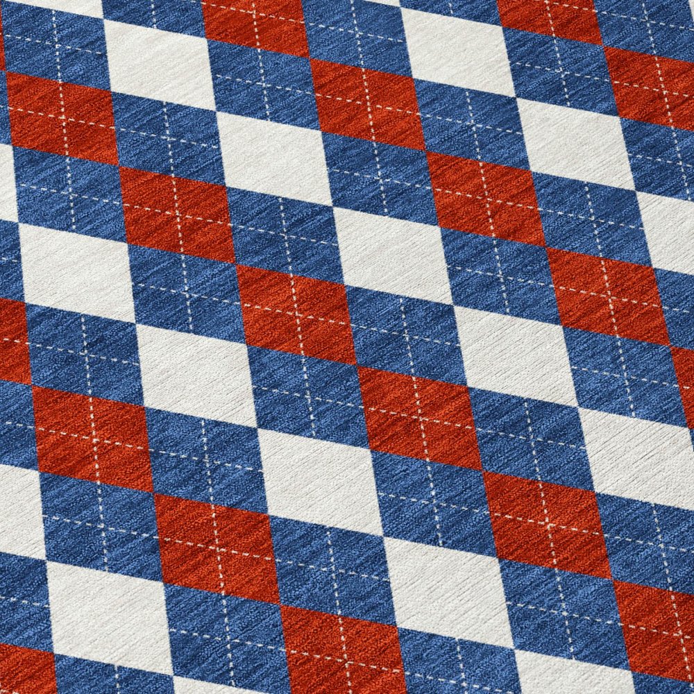 5' X 8' Blue And Ivory Geometric Washable Indoor Outdoor Area Rug HomeRoots