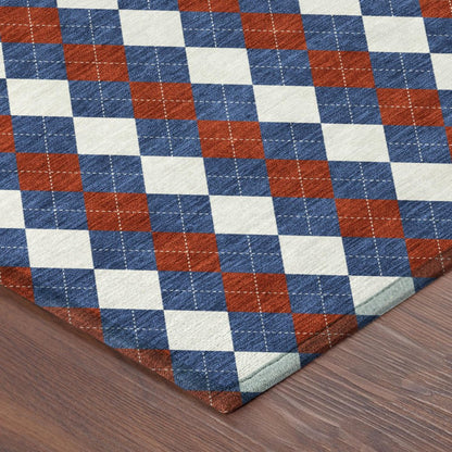 10' X 14' Blue And Ivory Geometric Washable Indoor Outdoor Area Rug HomeRoots