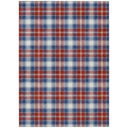 5' X 8' Blue And Ivory Geometric Washable Indoor Outdoor Area Rug HomeRoots
