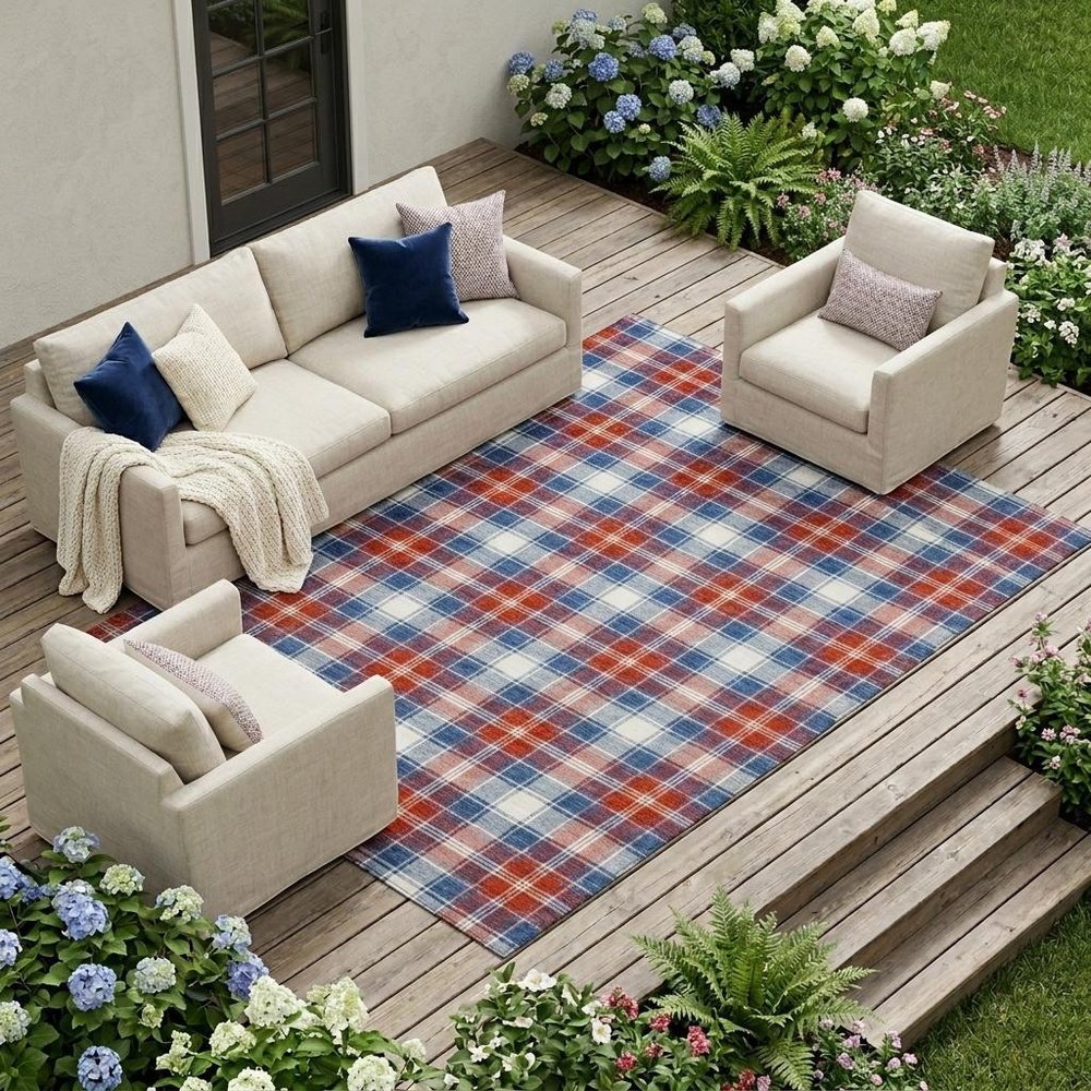 8' X 10' Blue And Ivory Geometric Washable Indoor Outdoor Area Rug HomeRoots