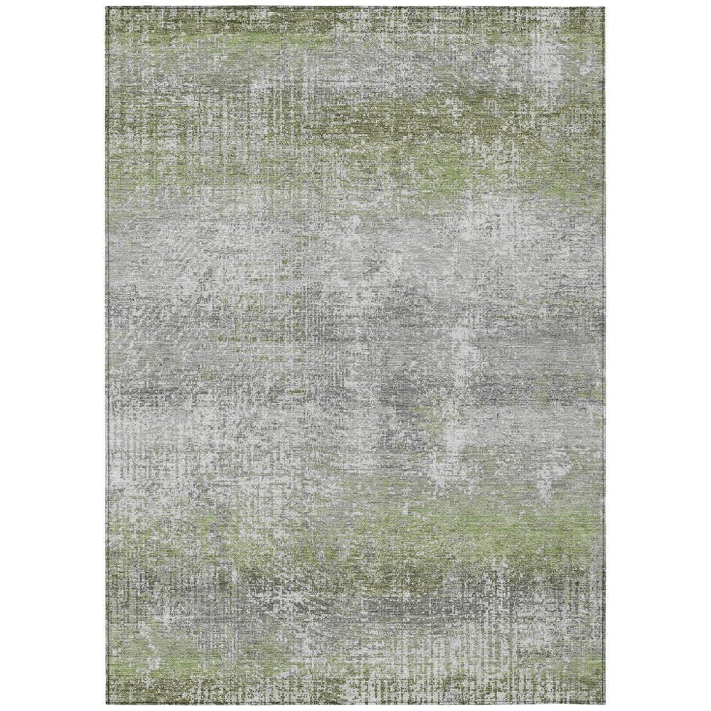 5' X 8' Fern Green And Green Abstract Washable Indoor Outdoor Area Rug — view 1