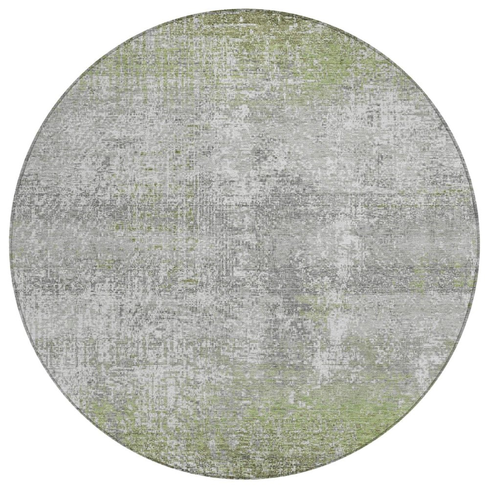 8' Fern Green And Green Round Abstract Washable Indoor Outdoor Area Rug HomeRoots