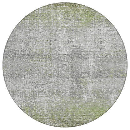 8' Fern Green And Green Round Abstract Washable Indoor Outdoor Area Rug HomeRoots