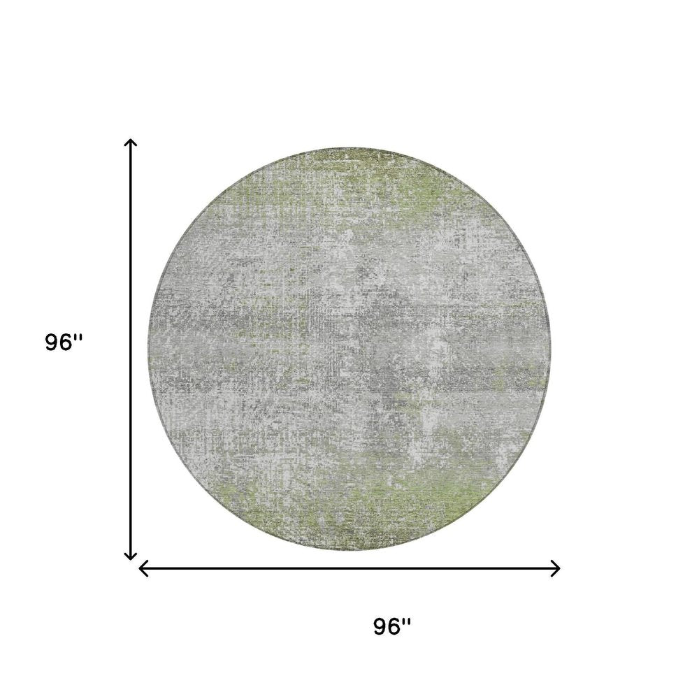 8' Fern Green And Green Round Abstract Washable Indoor Outdoor Area Rug HomeRoots