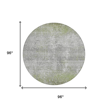 8' Fern Green And Green Round Abstract Washable Indoor Outdoor Area Rug HomeRoots