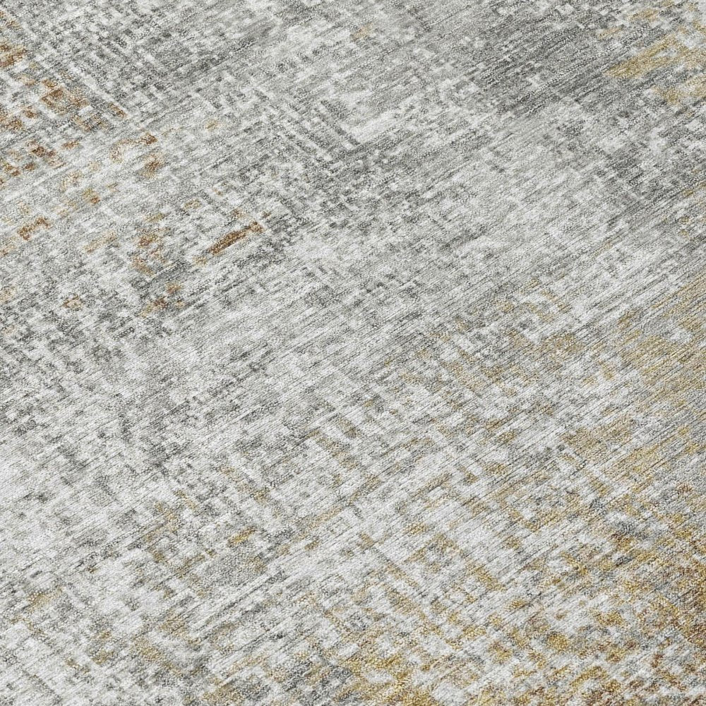 8' Gray And Khaki Round Abstract Washable Indoor Outdoor Area Rug HomeRoots