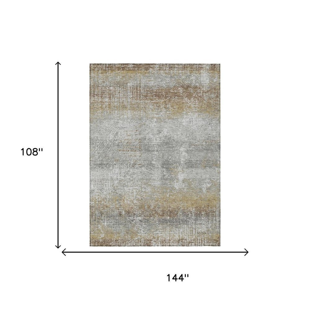 9' X 12' Gray And Khaki Abstract Washable Indoor Outdoor Area Rug HomeRoots