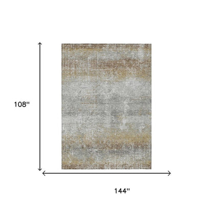 9' X 12' Gray And Khaki Abstract Washable Indoor Outdoor Area Rug HomeRoots