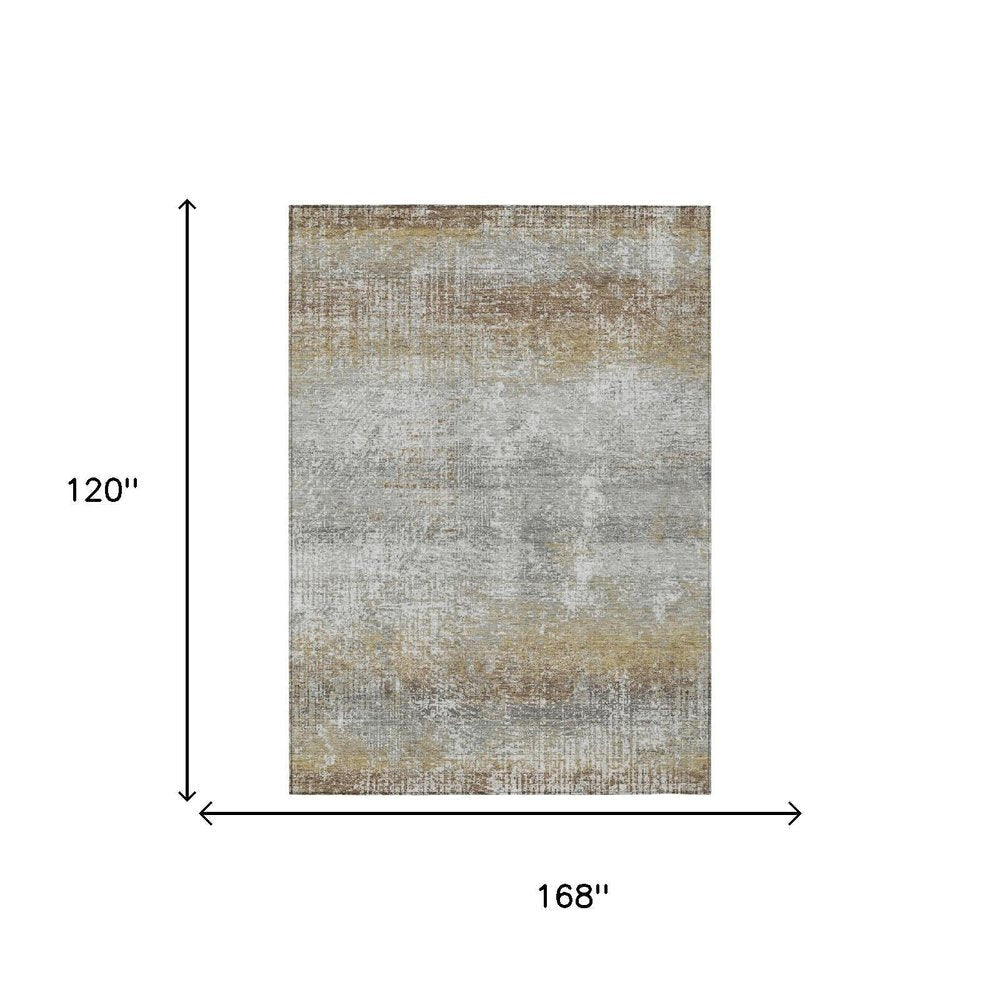 10' X 14' Gray And Khaki Abstract Washable Indoor Outdoor Area Rug HomeRoots